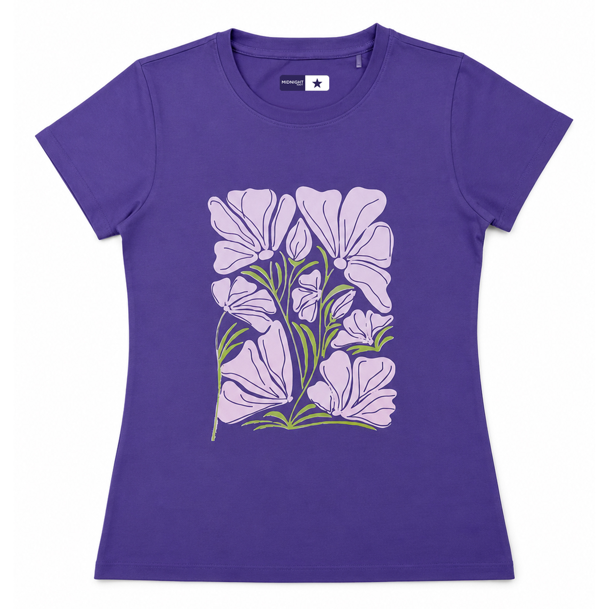 Purple Floral Bloom Graphic Tee — Women's