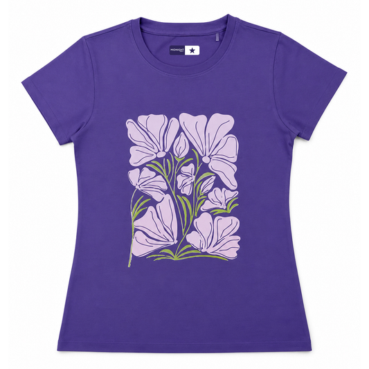 Purple Floral Bloom Graphic Tee — Women's